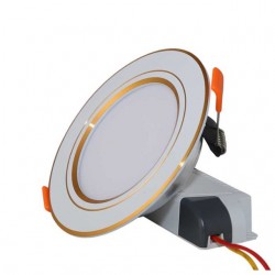 Đèn LED âm trần đổi 3 màu 7W Rạng Đông, khoét lỗ 90, vỏ nhôm đúc - (Viền vàng)